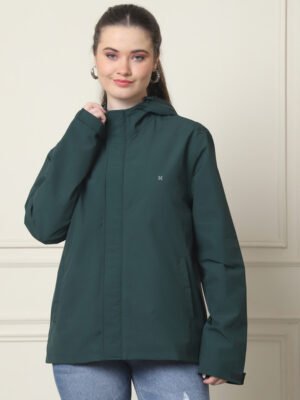 Womens Green Rain Jacket Product Display Elegant Finish Online Shopping in India