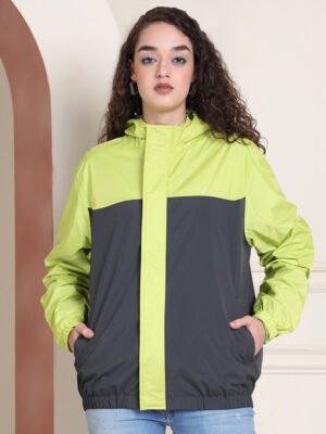 Womens Color Block Rain Jacket Product Display Professional Look for stylish protection in India.
