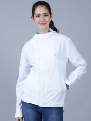 Womens Rain Jacket Product Display Stylish Design waterproof online shopping in India.